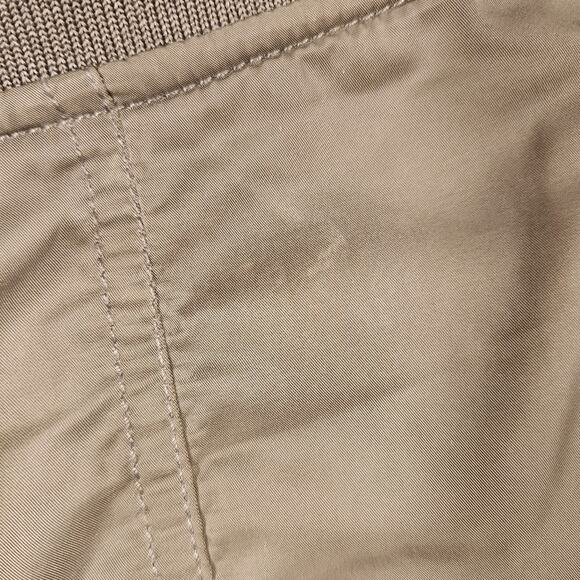 H&M Olive Army Green Satin Bomber Jacket Earthy Gremlincore Goblincore 6 FLAWED - Picture 11 of 12